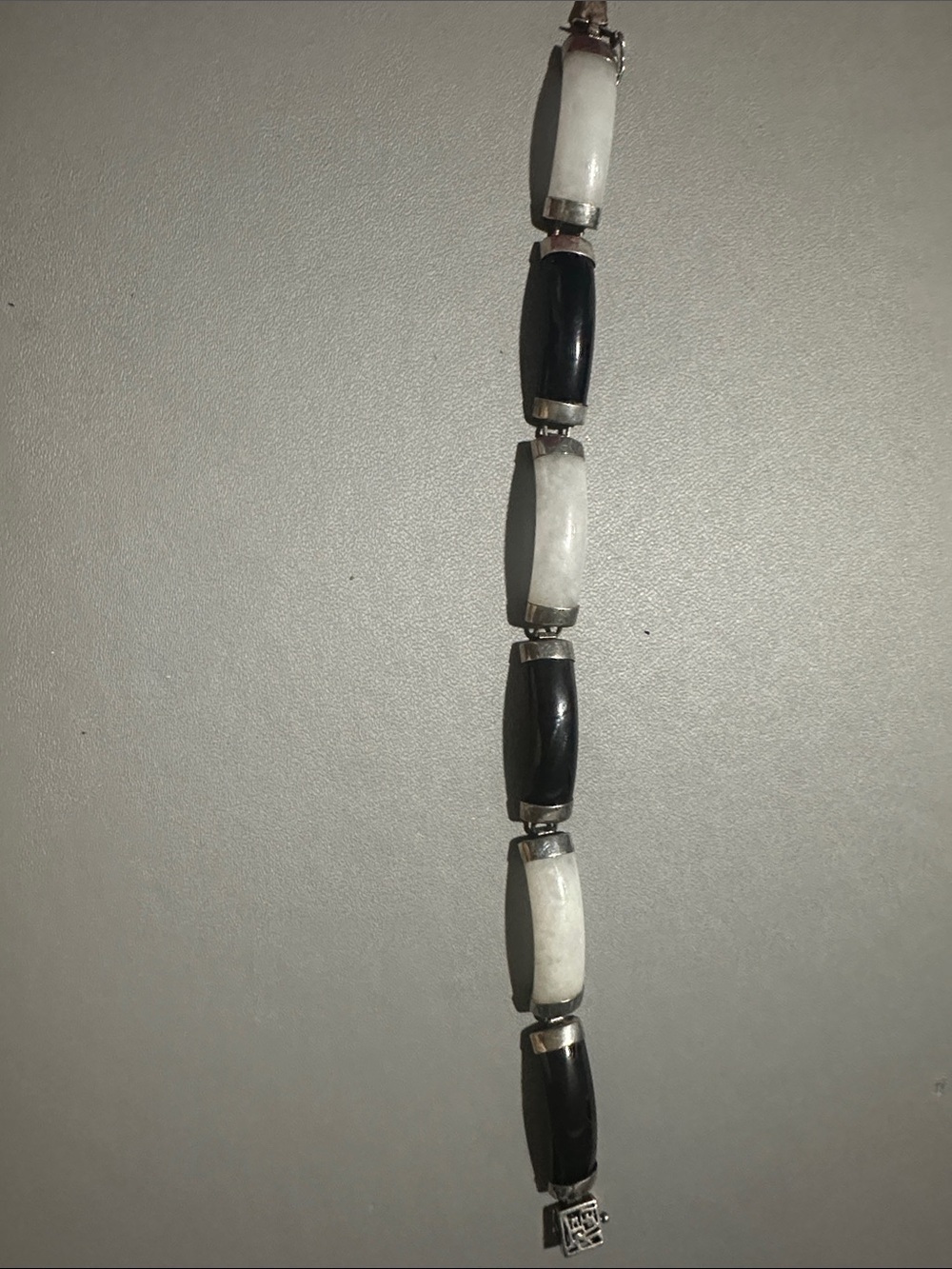925 Black Onyx & Quartz Panels Bracelet